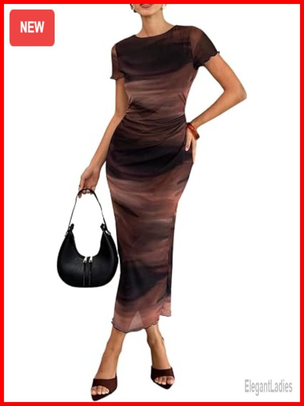 Tie Dye Sheer Mesh Bodycon Ruched Cocktail Party Dress